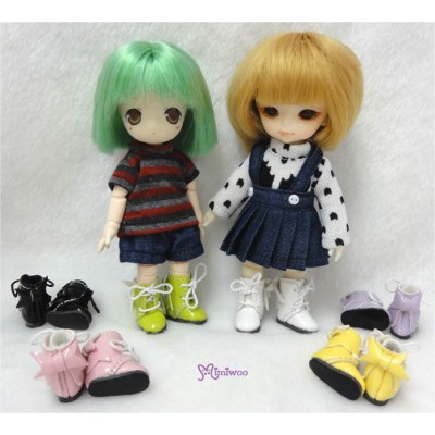 SBB007WHE Mimiwoo 2.2cm Doll Shoes Ribbon Boots WHITE for Middle Blythe  Obitsu 11cm Body